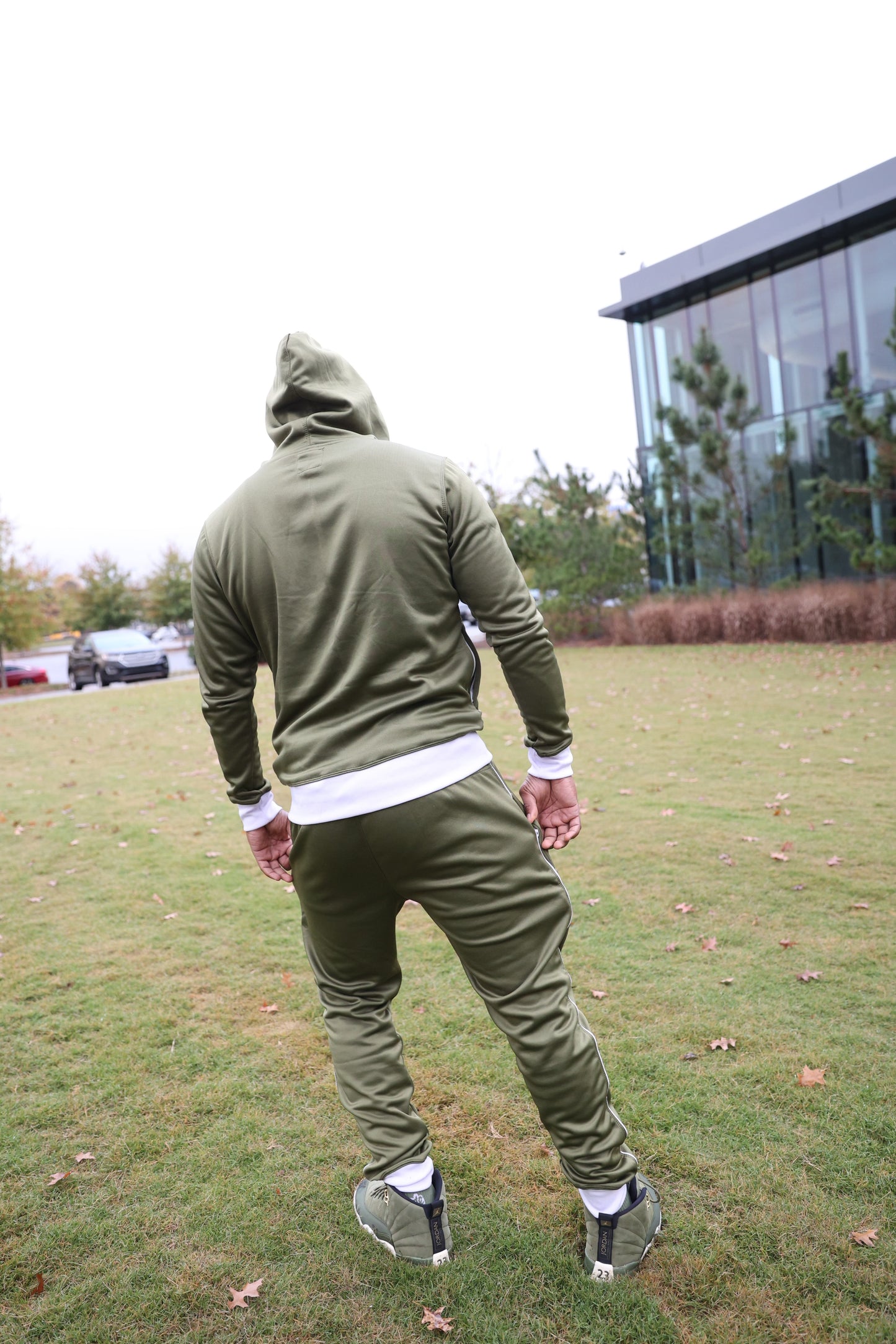 Taylored Lifestyle Olive Green and White Sweatsuit