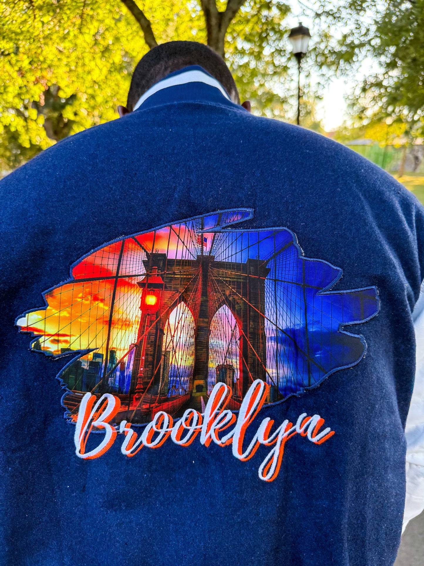 Big Brooklyn Navy Blue and White Varsity Jacket (PRE ORDER)