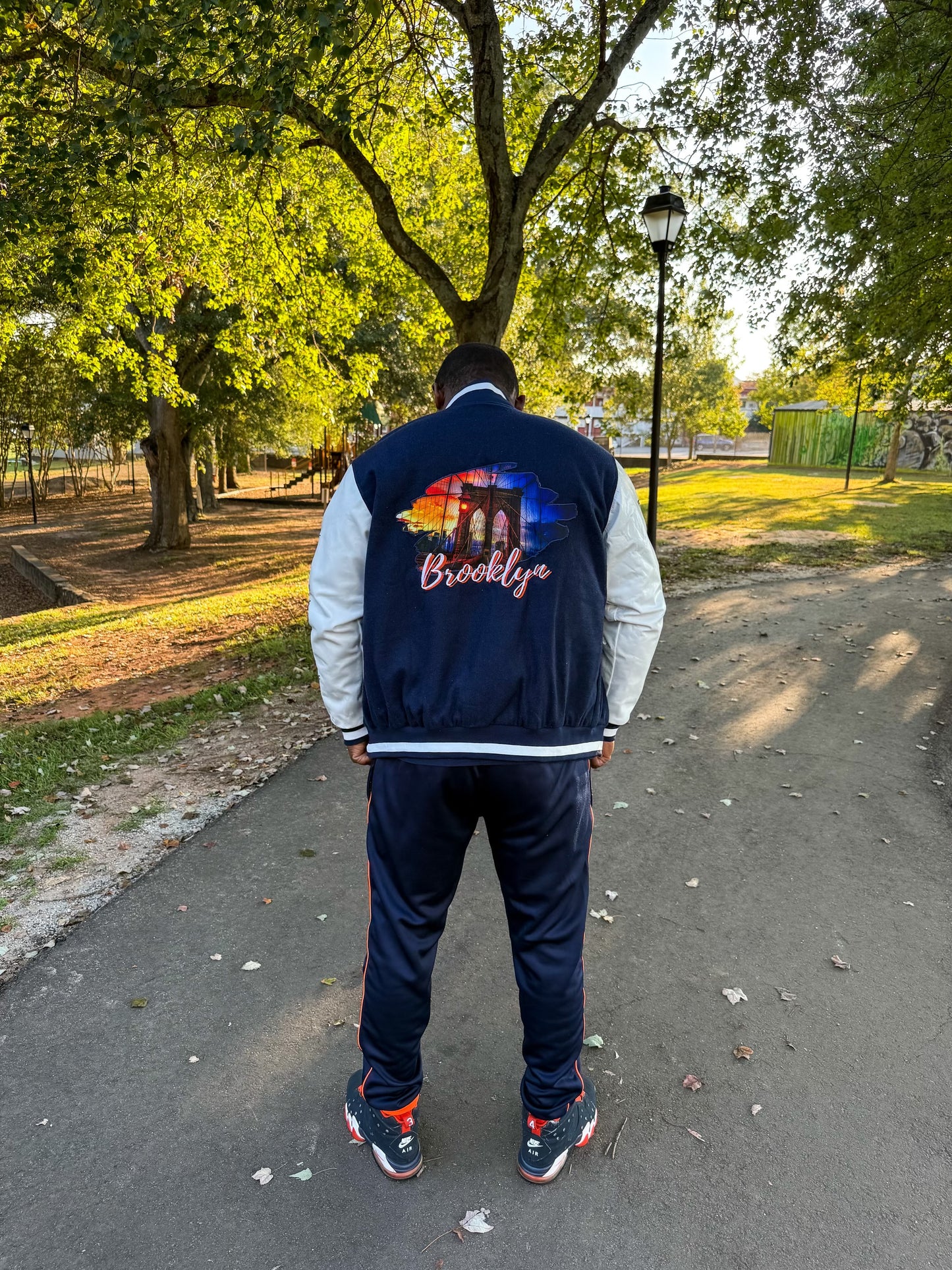 Big Brooklyn Navy Blue and White Varsity Jacket (PRE ORDER)