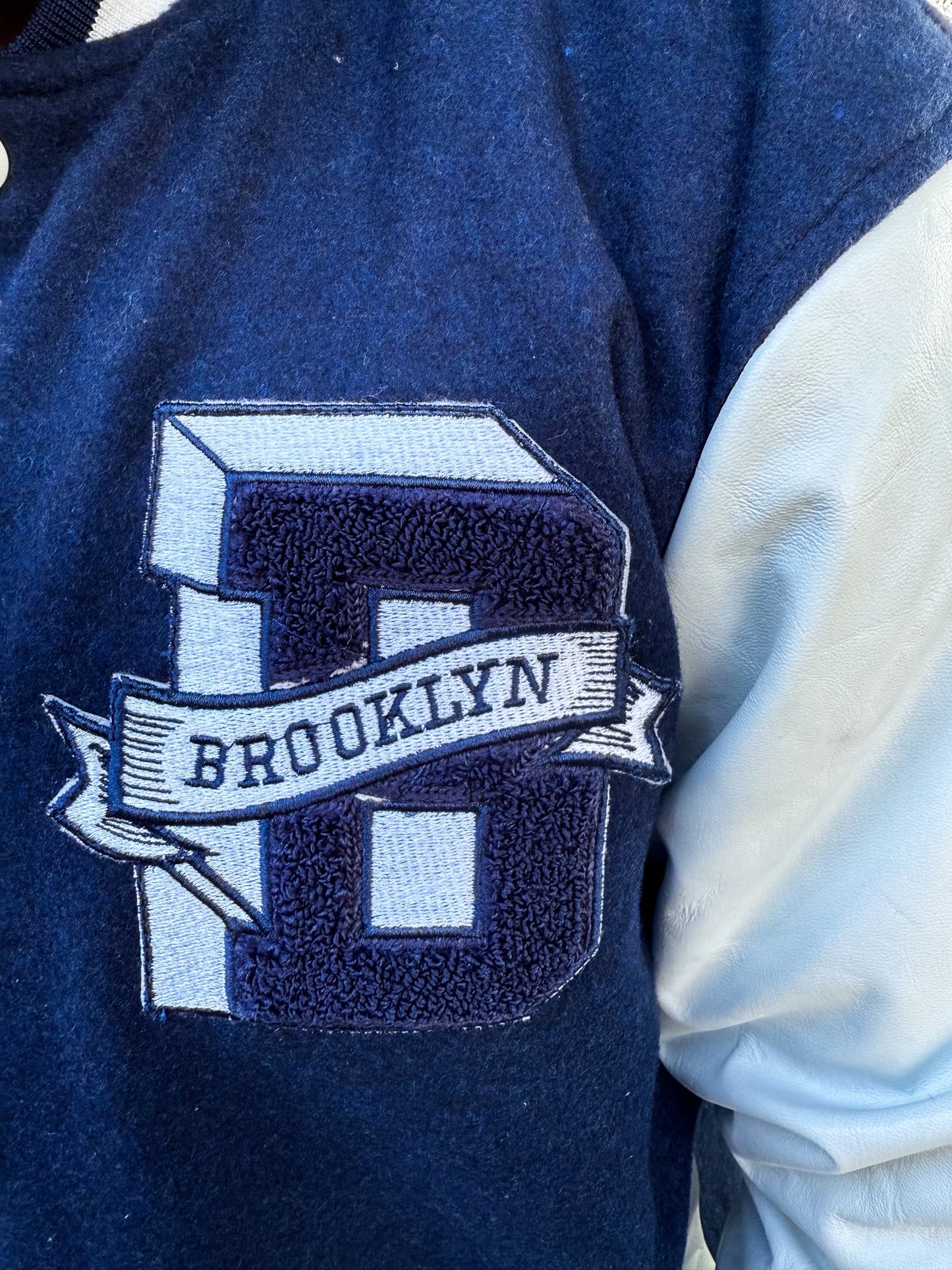 Big Brooklyn Navy Blue and White Varsity Jacket (PRE ORDER)