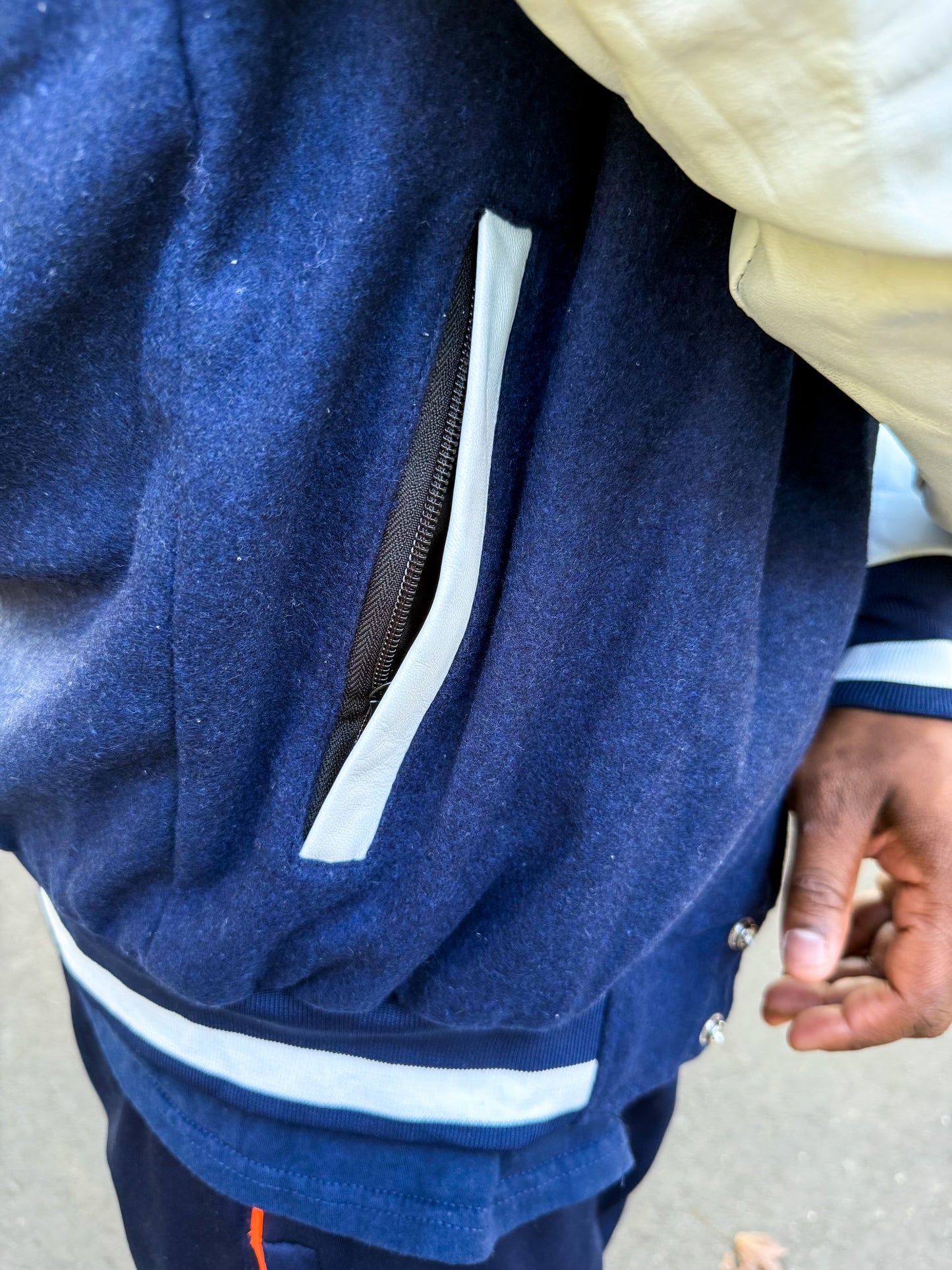 Big Brooklyn Navy Blue and White Varsity Jacket (PRE ORDER)