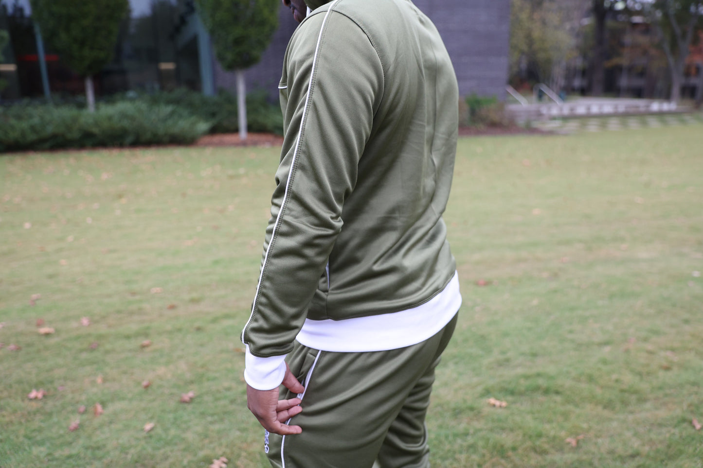 Taylored Lifestyle Olive Green and White Sweatsuit