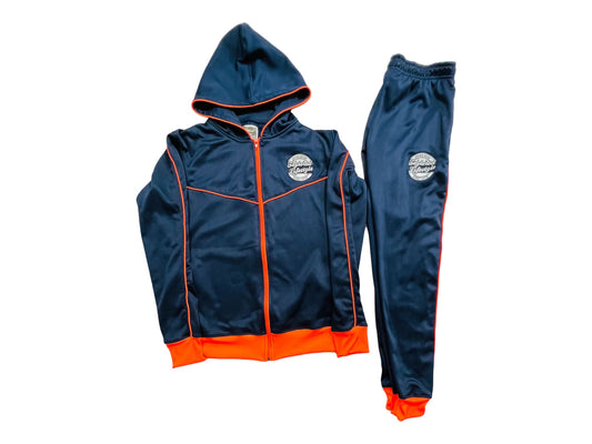 Taylored Navy Blue and Orange Sweatsuit